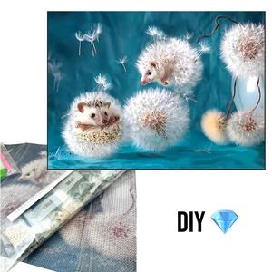 DIY Diamond Painting, Dandelion Hedgehog Rhinestones (NOFrame), 11.8*15.7 Inches